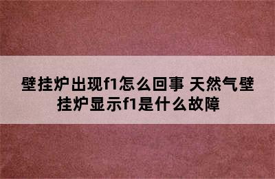 壁挂炉出现f1怎么回事 天然气壁挂炉显示f1是什么故障